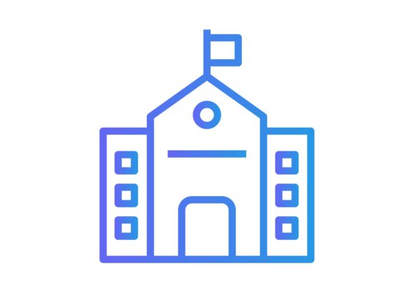 Blue Outlined School Icon: Graphics & Icons Review