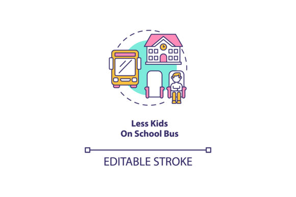 Less Kids on School Bus Concept Icon for Graphics