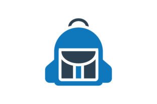 School Bag Glyph Blue Icon Vector: Graphics & Icons