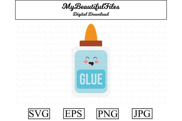School Glue Kawaii Clipart: Graphics & Illustrations