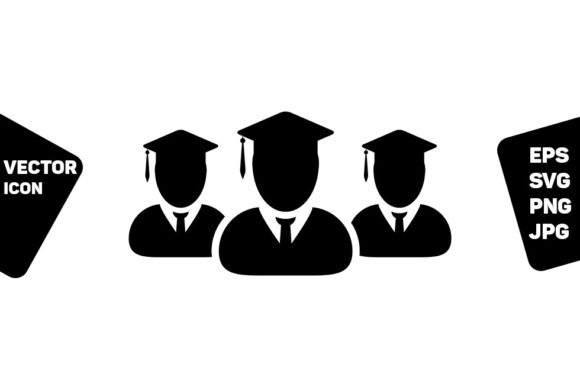 School Icon Vector Male Group of Student: Graphics & Icons