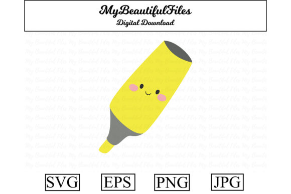 School Marker Kawaii Clipart: Graphics & Illustrations