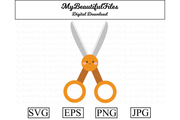 School Scissors Kawaii Clipart: Graphics & Illustrations