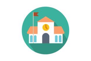 School with Clock Icon: Essential Graphics for Local Brands