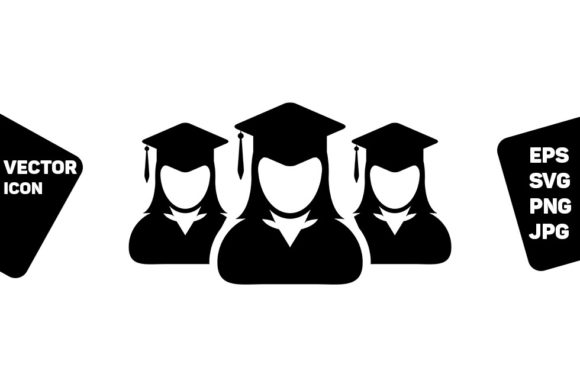 Student Icon Vector Female Group Persons: Graphics and Icons Review