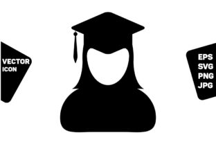 University Icon Vector Female Student Graphics and Icons